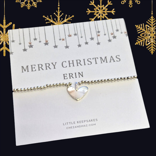 Personalised Merry Christmas Silver Plated Bracelet – Festive Gift for Her, Stocking Filler, Secret Santa, Holiday Jewellery, Xmas Gift Idea