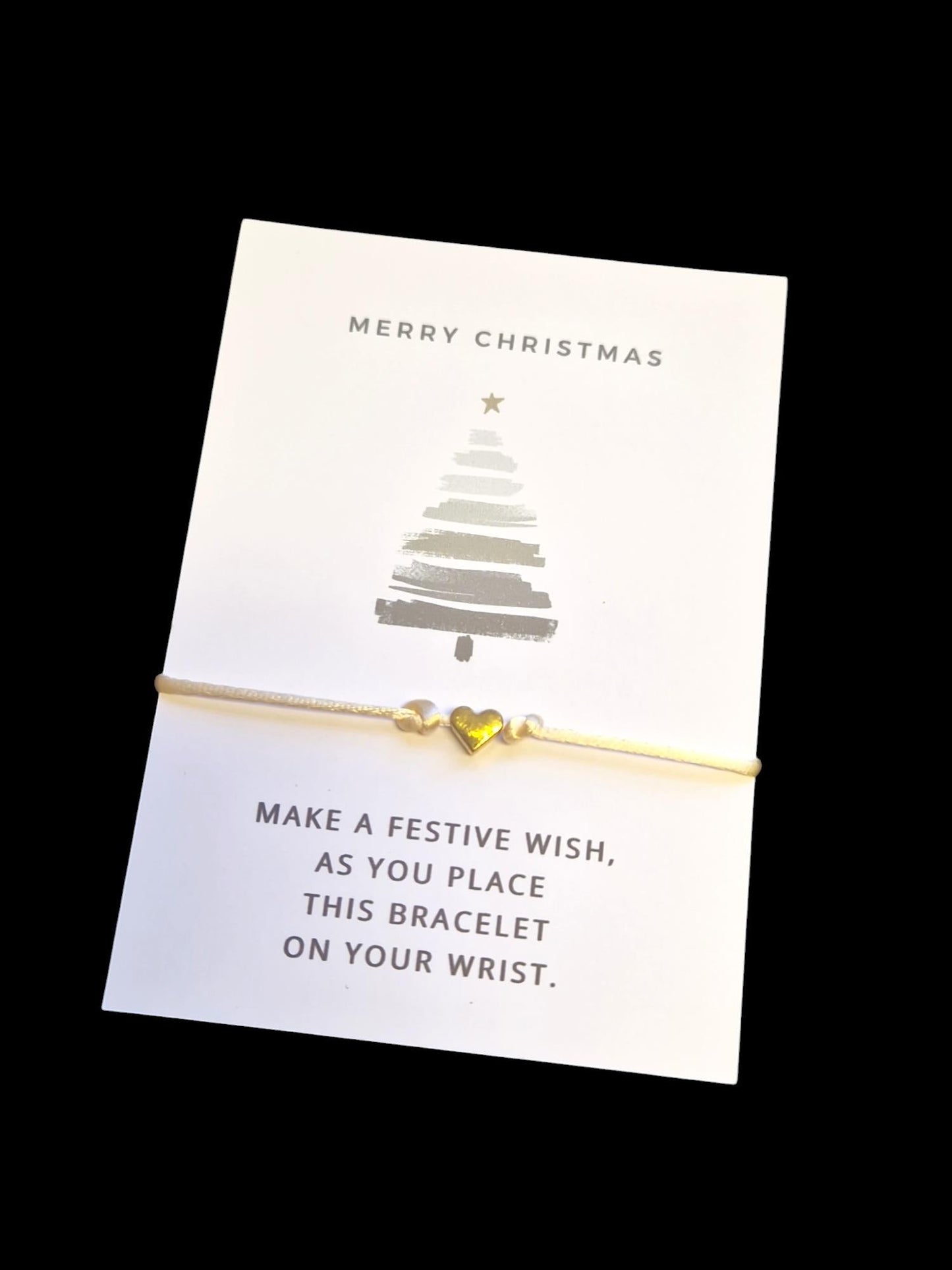 Pack of 10 Merry Christmas Wish Bracelets - Heart Charm - Wish String Festive - Tree Design 2 colours TR76