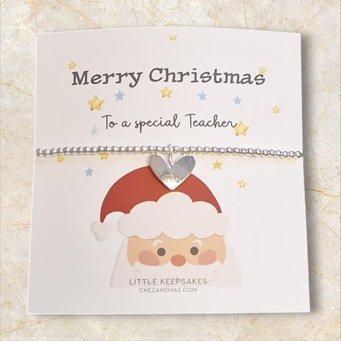 Merry Christmas Thank You Gift Teacher I Teacher Gift I Silver Beaded Charm Bracelet | Gifts For Teachers | Special Teacher ZZ99