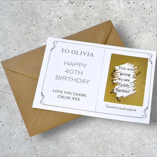Personalised Birthday Scratch Reveal Card: Surprise Gift Ticket