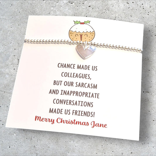 Personalised Chance made us Colleagues Friendship Gift | Christmas Gift | Funny | Work Friend I Silver Plated Charm Bracelet c229