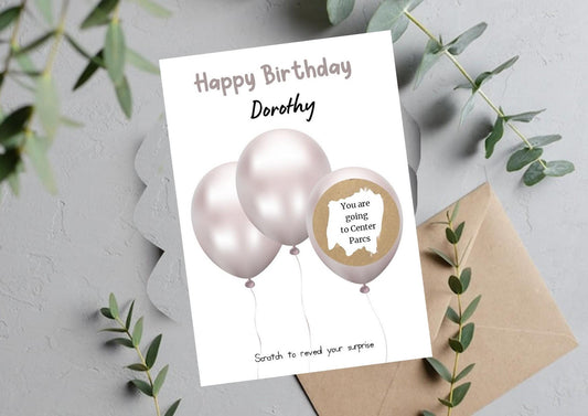 Personalised Birthday Balloon Scratch To Reveal Voucher, Birthday Surprise Scratch Card, 18th, 21st, 30th, 40th, 50th, 60th, 70th 1a