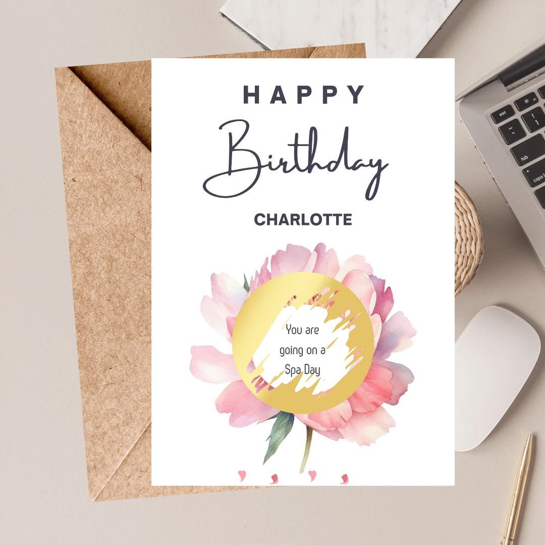 Personalised Floral Flowers Birthday Scratch To Reveal Voucher, Special Birthday Surprise Scratch Card, Any age