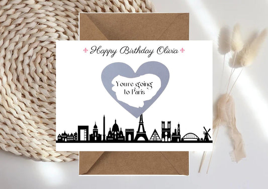 Personalized Birthday Scratch Off Card: Paris Trip Reveal
