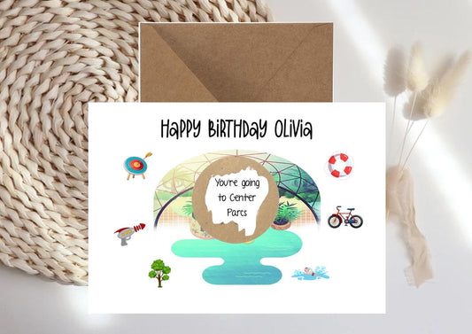 Center Parcs, Personalied Birthday Scratch Off Card: Surprise Reveal. Holiday scratch