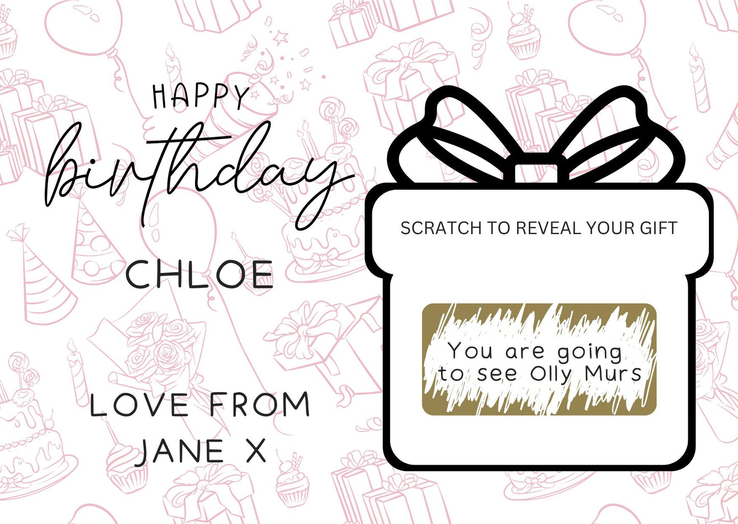 Personalized Birthday Scratch To Reveal Surprise Ticket