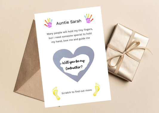 Scratch off Card Question Surprise Reveal Scratch Card, Will you by my godmother, Ask Godmother Surprise Card - Guidemother - God Parents 1c