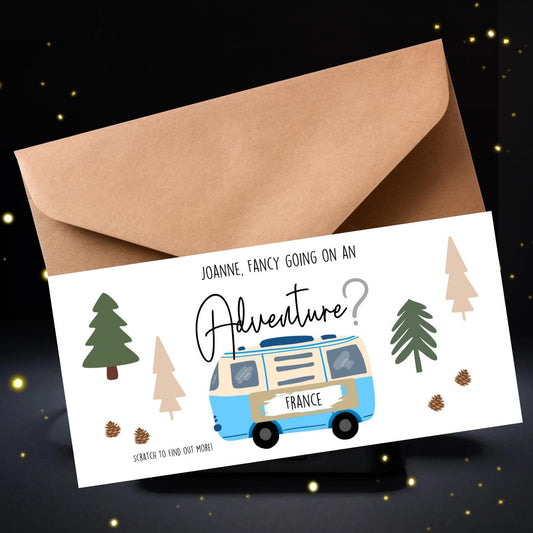 Personalised Destination Reveal Scratch Card: Adventure Trip Surprise Holiday