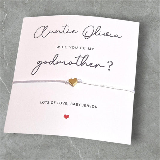 Godmother Proposal Wish Bracelet: Heart Charm, Godparent Gift, Guide mother, God Sister, Fairy Godmother