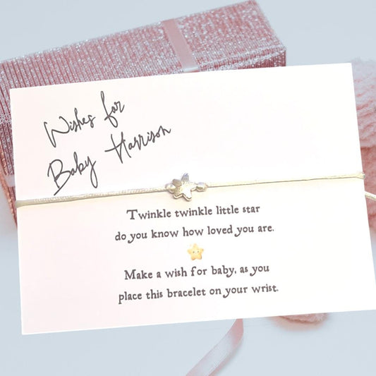 Twinkle Star Wish Bracelet: Personalised, Baby Shower Favour, Mummy To Be Gift