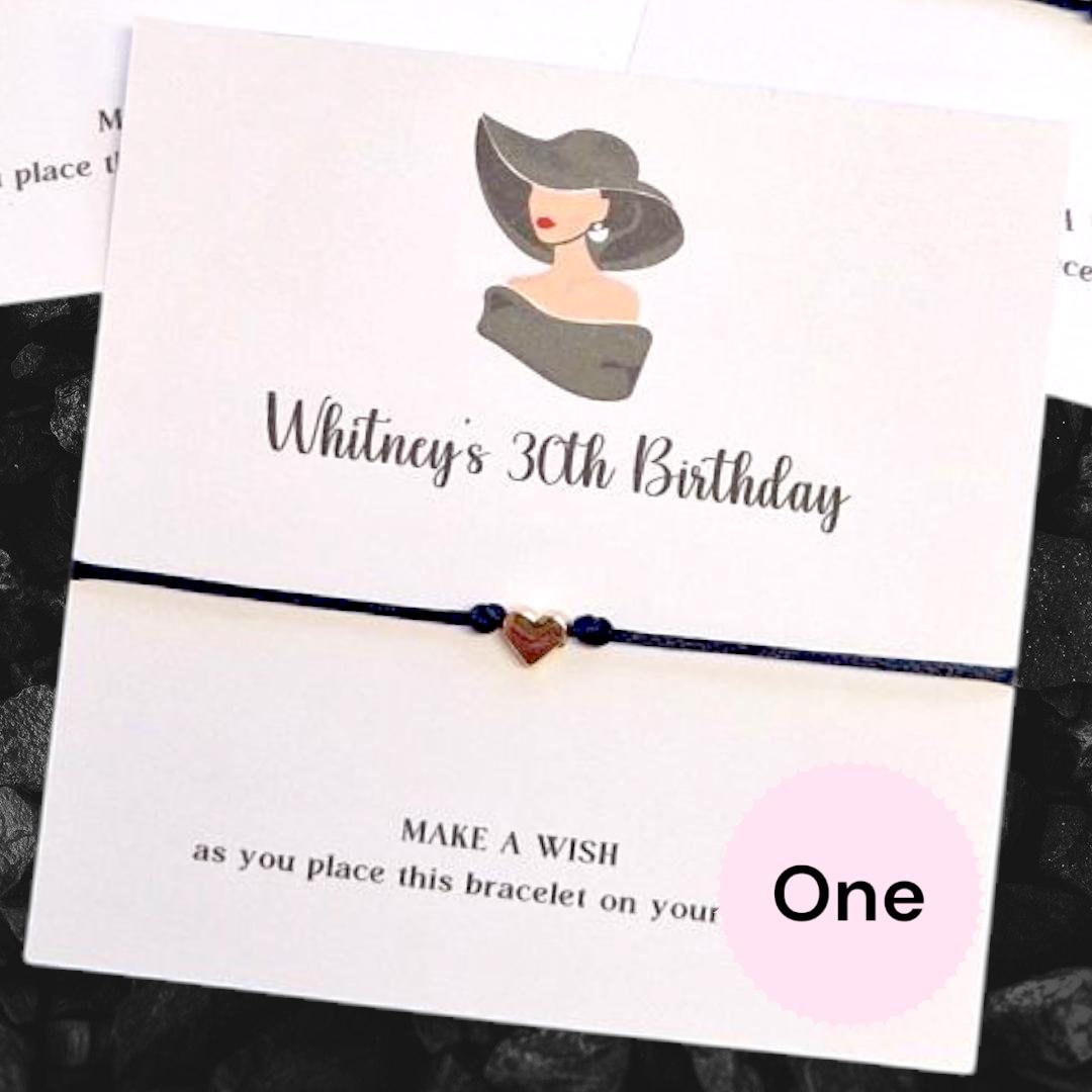Classy Lady Birthday Wish String Charm Bracelet - Party Goodie Bag Filler - Personalised - Any Age - Birthday Weekend - Celebration- YY7