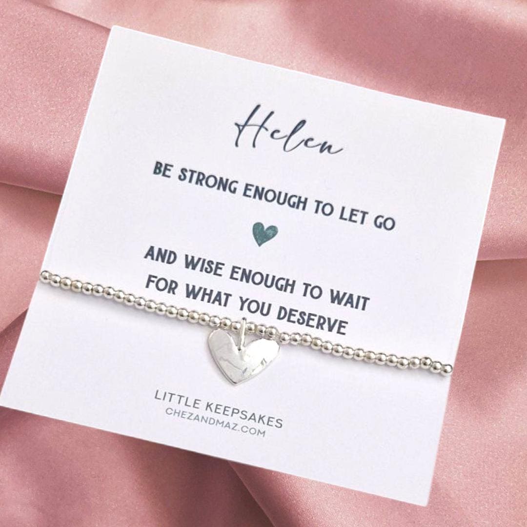 Be strong enough to let go, and wise enough to wait for what you deserve | Personalised | Positive Friendship I Silver Plated Bracelet IJU68