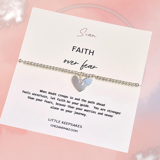 Faith Over Fear Bracelet, Supportive Gift Women, Cancer Support jewellery Strength, Encouragement Fighter | Personalised |JU9