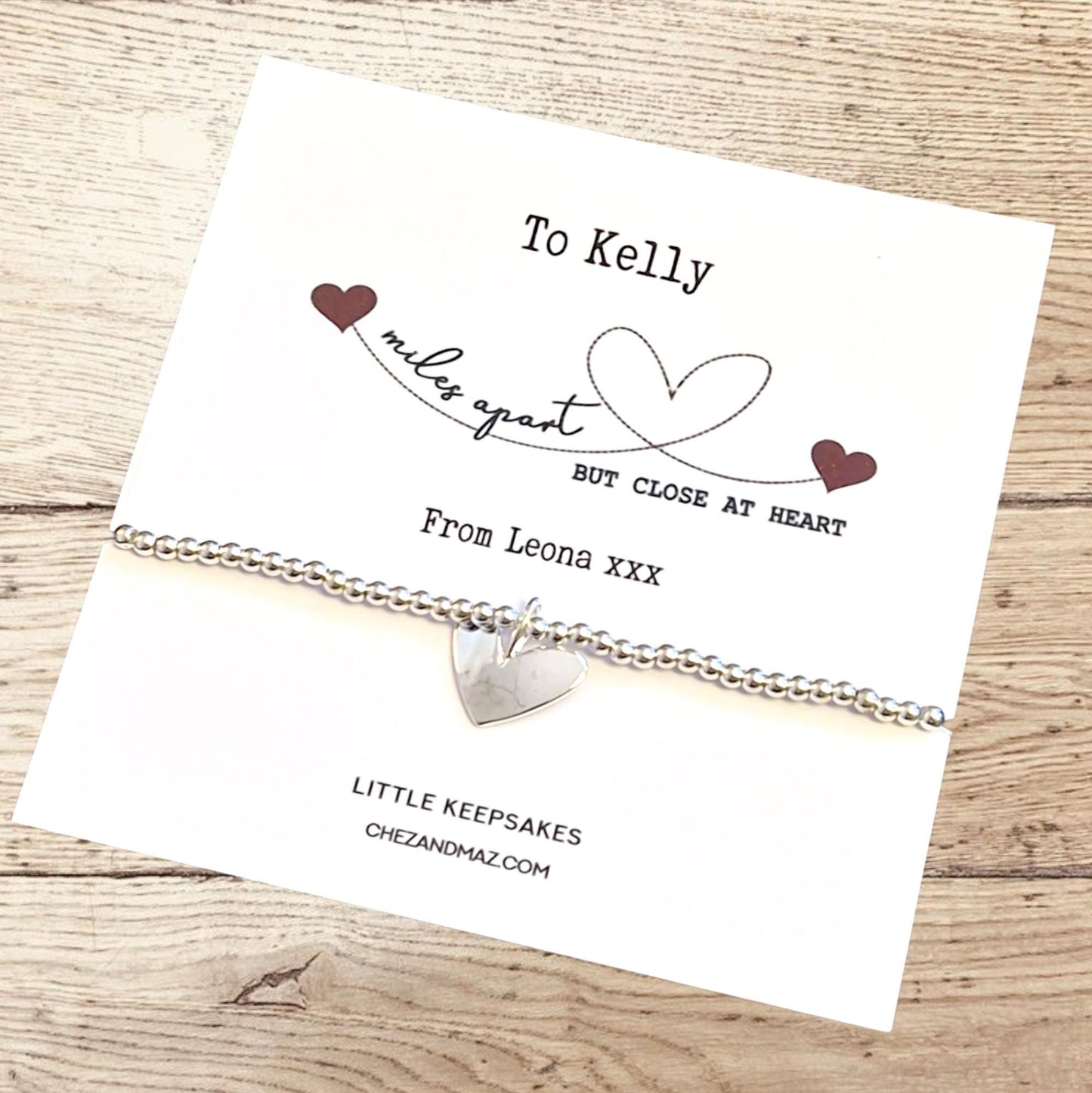 Miles apart, but close at heart Personalised.. Bracelet friend gift, family, Love, Long-distance I Silver Plated Bracelet Ju8