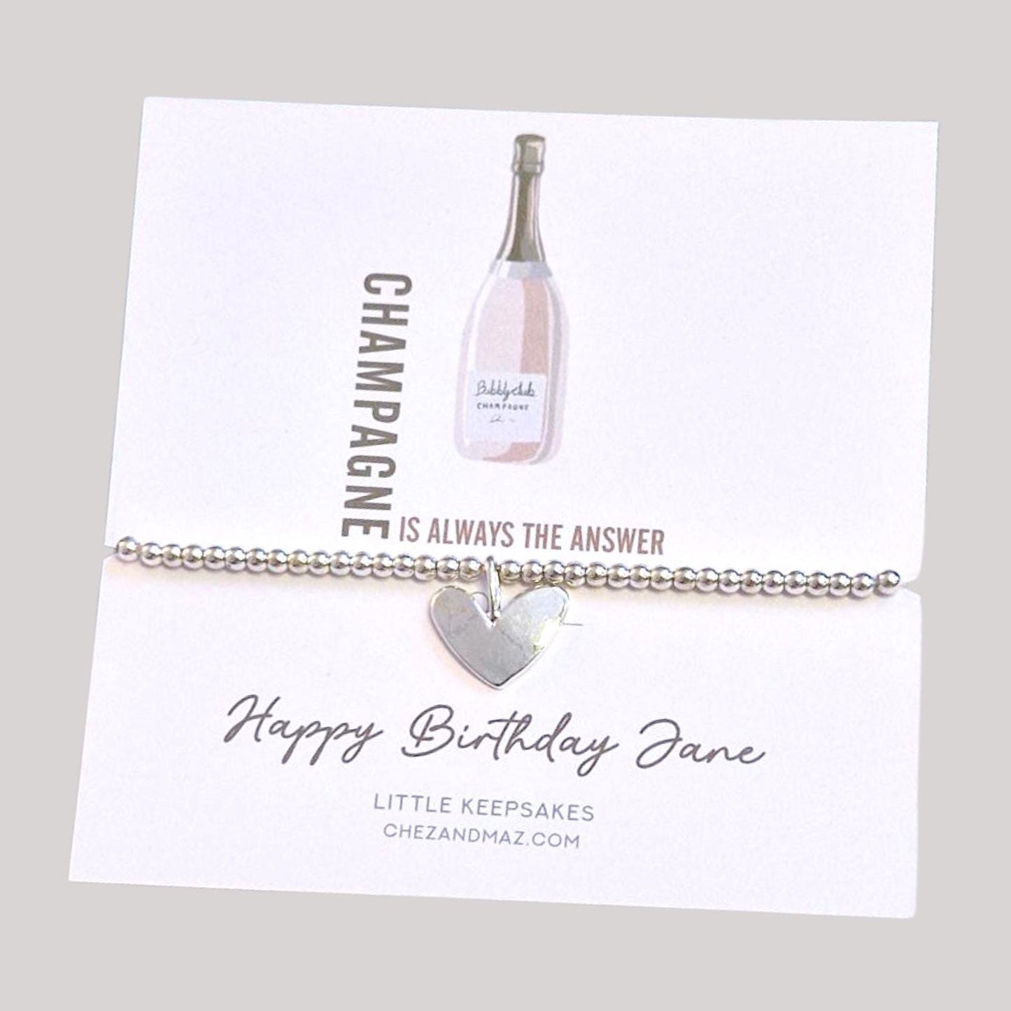 Champagne Charm Bracelet: Silver Plated Birthday Gift