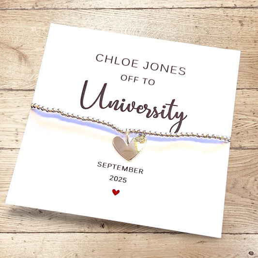Silver Plated Heart Charm Bracelet: University Student Gift