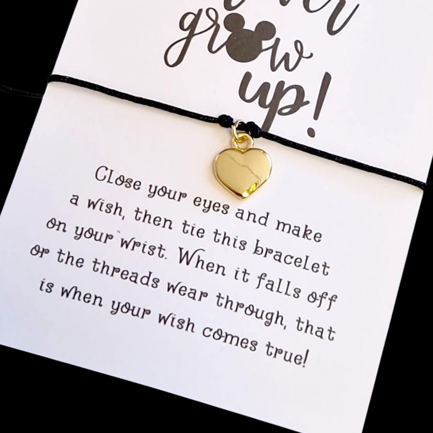 Never Grow Up key to life quote | Inspirational Gift | Disney-Inspired Bracelet | Graduation or Motivation Gift - Charm-Fun, wish bracelet