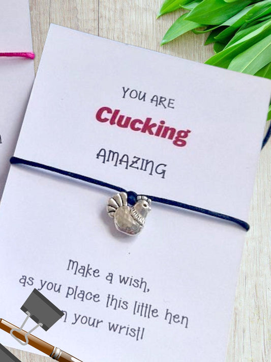 You're Clucking Awesome Amazing Wish Bracelet, Fun Chicken Charm Bracelet, Hen Bracelet, Chicken Jewellery, Fun Gift,