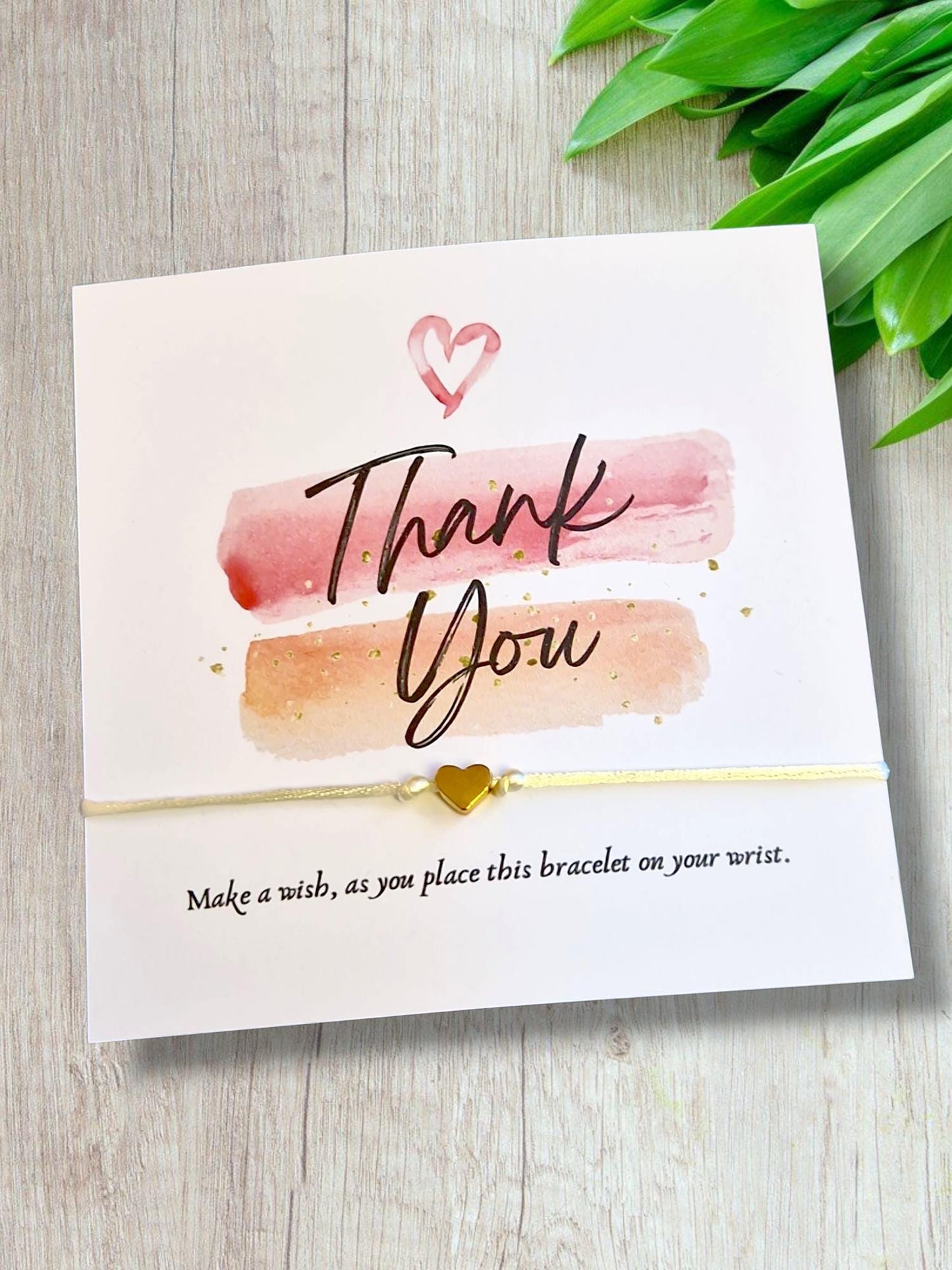 Thank You Wish Bracelet: Gold Heart Friendship Gift