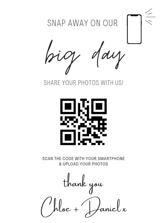 Wedding Photo Sharing Cards with QR Code: Personalized A7 Keepsake
