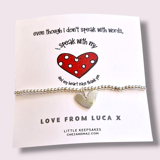 Teacher Thank You Bracelet: Silver Plated Autism Awareness Jewellery - Non verbal