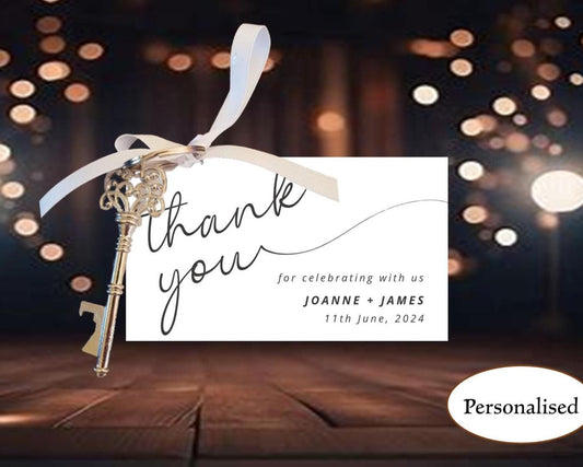 Personalised Wedding Favor Key Tag: Bottle Opener Thank You Gift