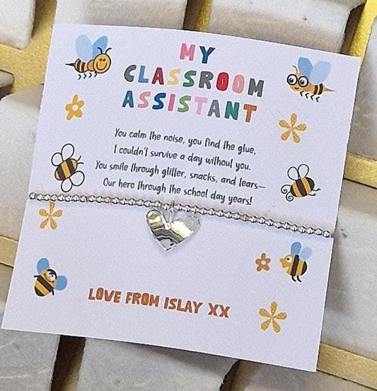 Classroom Assistant Bracelet Gift – LSA Teaching Assistant Thank You Bracelet–School Staff Appreciation – End of Term Teacher Aide Gift
