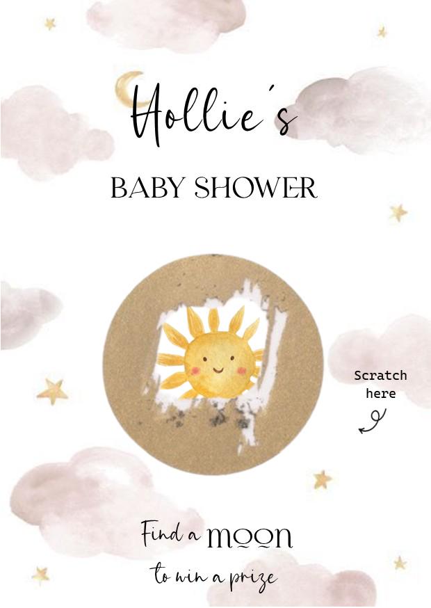 Moon and Stars Baby Shower Scratch Off Game: Personalized Party Game