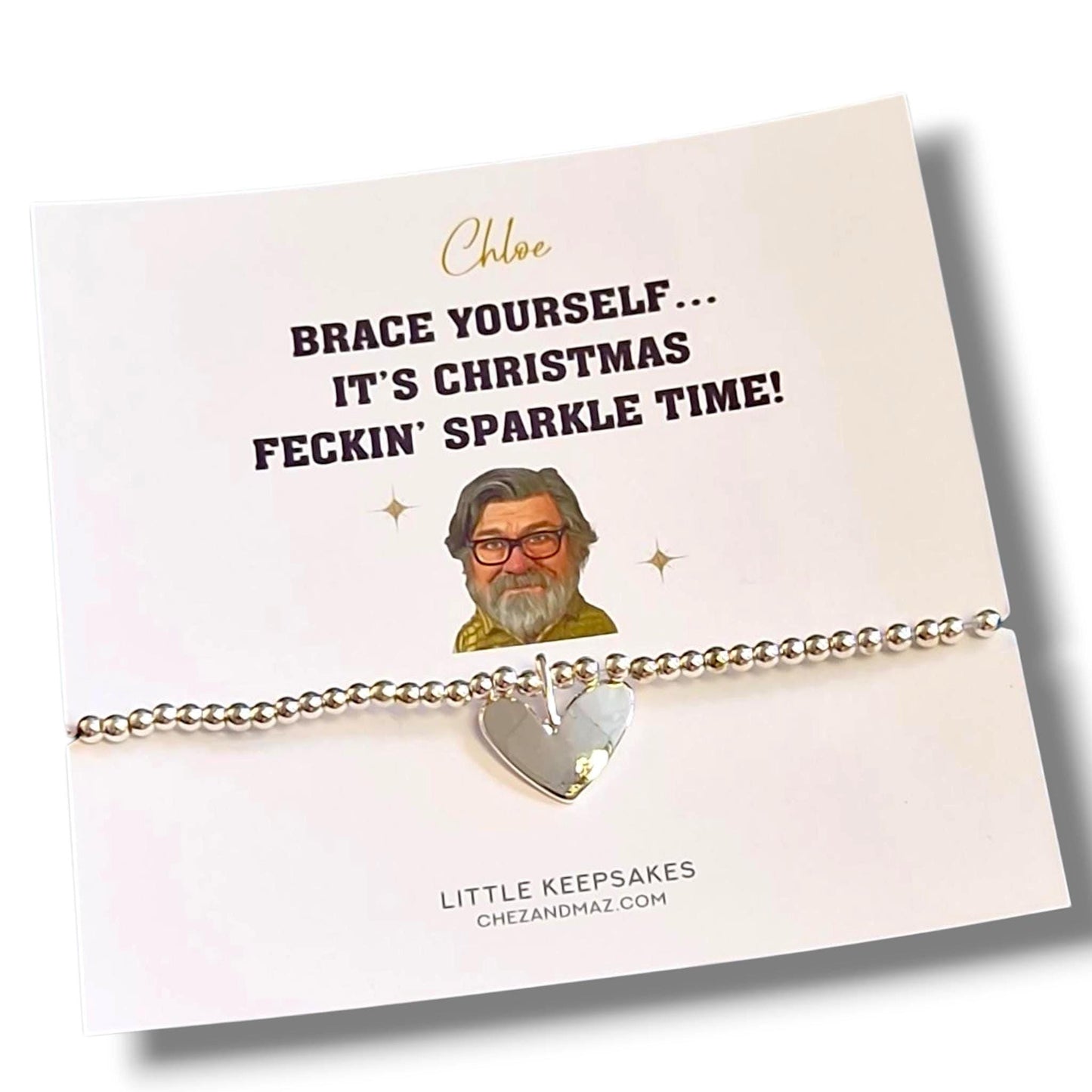 Personalised Royle Family inspired Jim Royle Bracelet – Funny Silver Plated Christmas Gift – “Brace yourself” Quote – TV Comedy Fan
