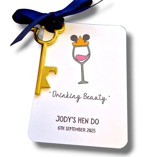 Disney Key Bottle Opener | Personalised Hen Party Favour - Drinking Beauty - Princess