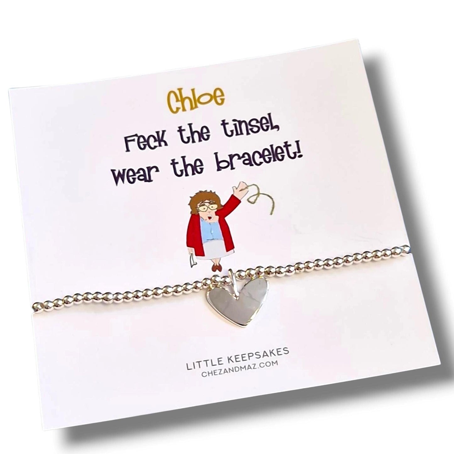 Personalised Mrs. Brown’s Boys Inspired Silver Plated Bracelet – Christmas Gift – “Feck the tinsel, wear the bracelet!” – Funny