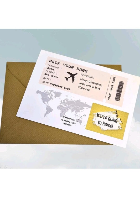 Personalised Surprise Scratch Off Card: Holiday Reveal Christmas Birthday
