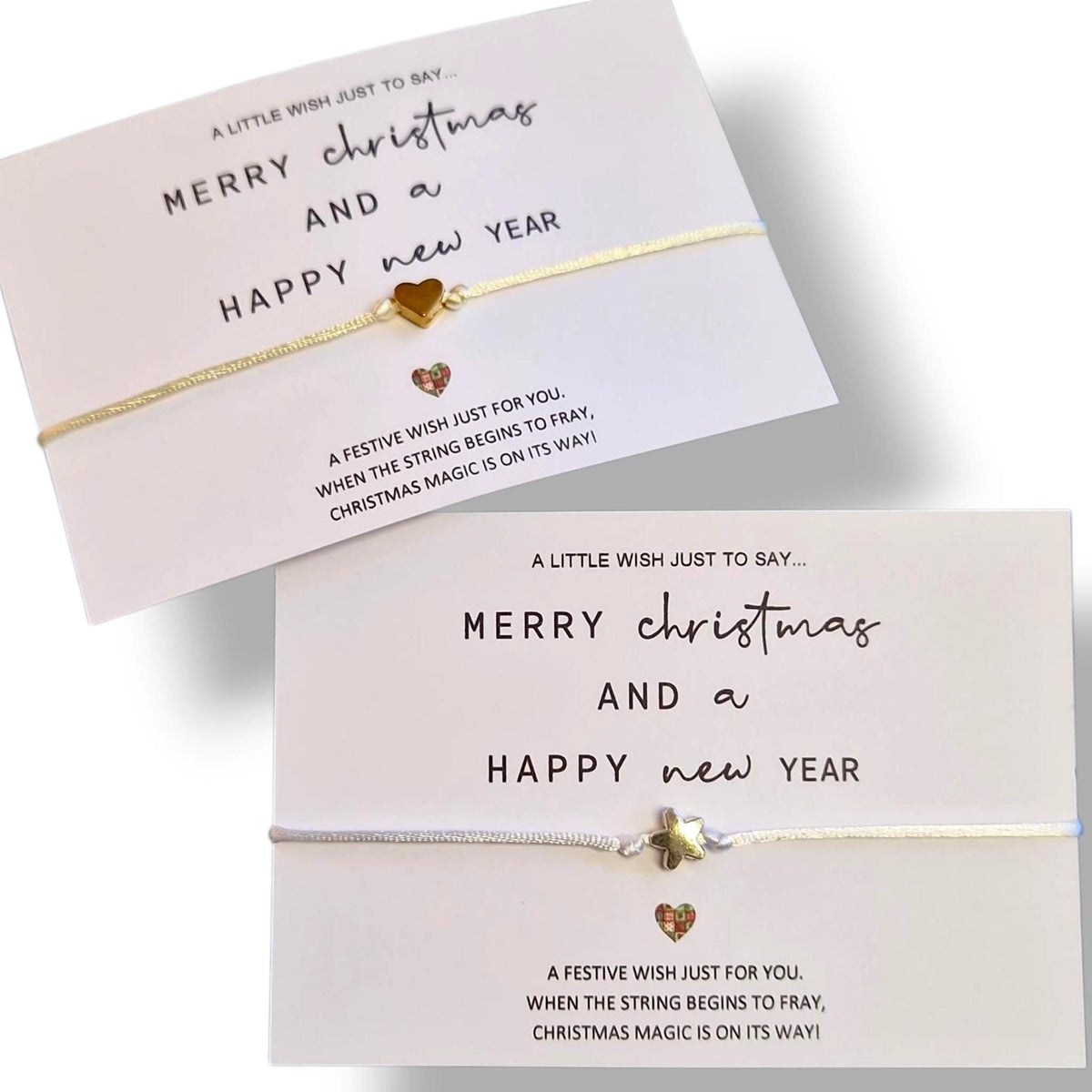 Merry Christmas Wish Bracelets - Heart Charm Festive Favours - Unique Stocking filler or Gift