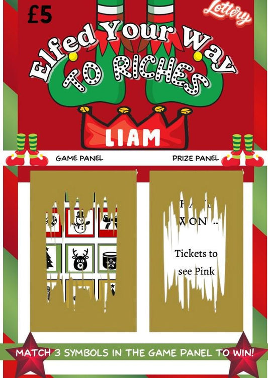 Elf Christmas Scratch Card: Festive Holiday, Gift, Gig, Concert Surprise - Jackpot - Scratch to Reveal, Fun Gift