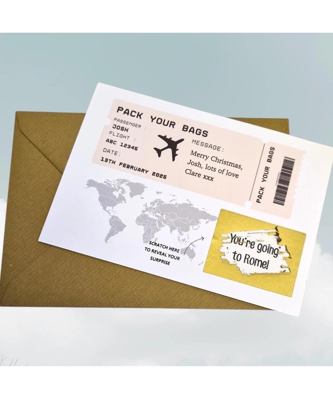 Personalised Surprise Scratch Off Card: Holiday Reveal Christmas Birthday