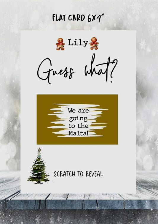 Personalised Christmas, Festive, Birthday Surprise Scratch Off Card: Holiday Reveal, Surprise Gift