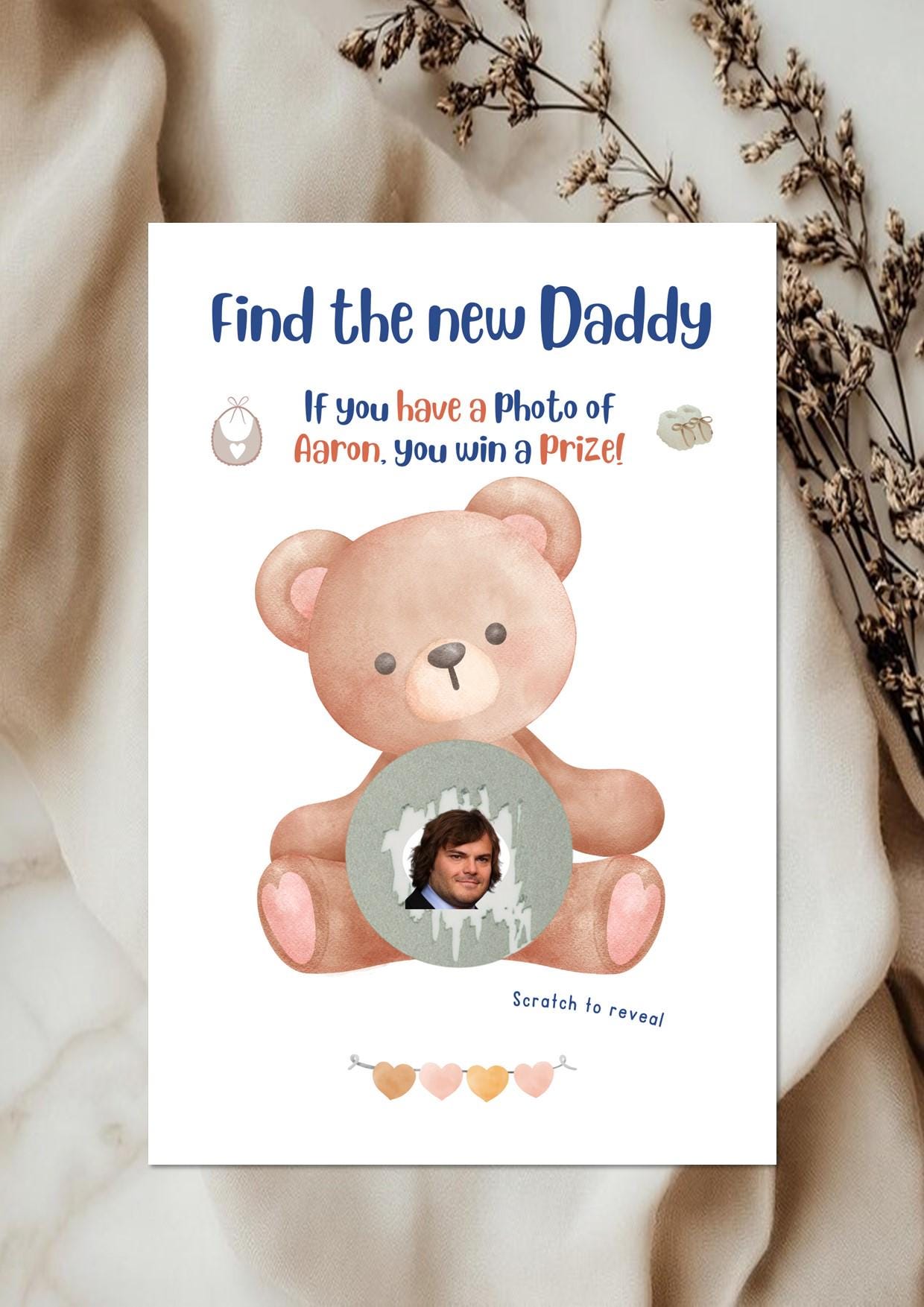 Printed Baby Shower Game Who Has The Daddy Scratch Off, Scratch Off Baby Shower Game, Who Has the Daddy Celebrity Edition, Baby Shower Games