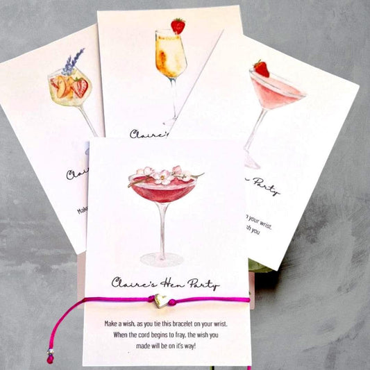 Personalised Cocktail Wish Bracelet: Hen Party Favours, Hen Do, Team Bride