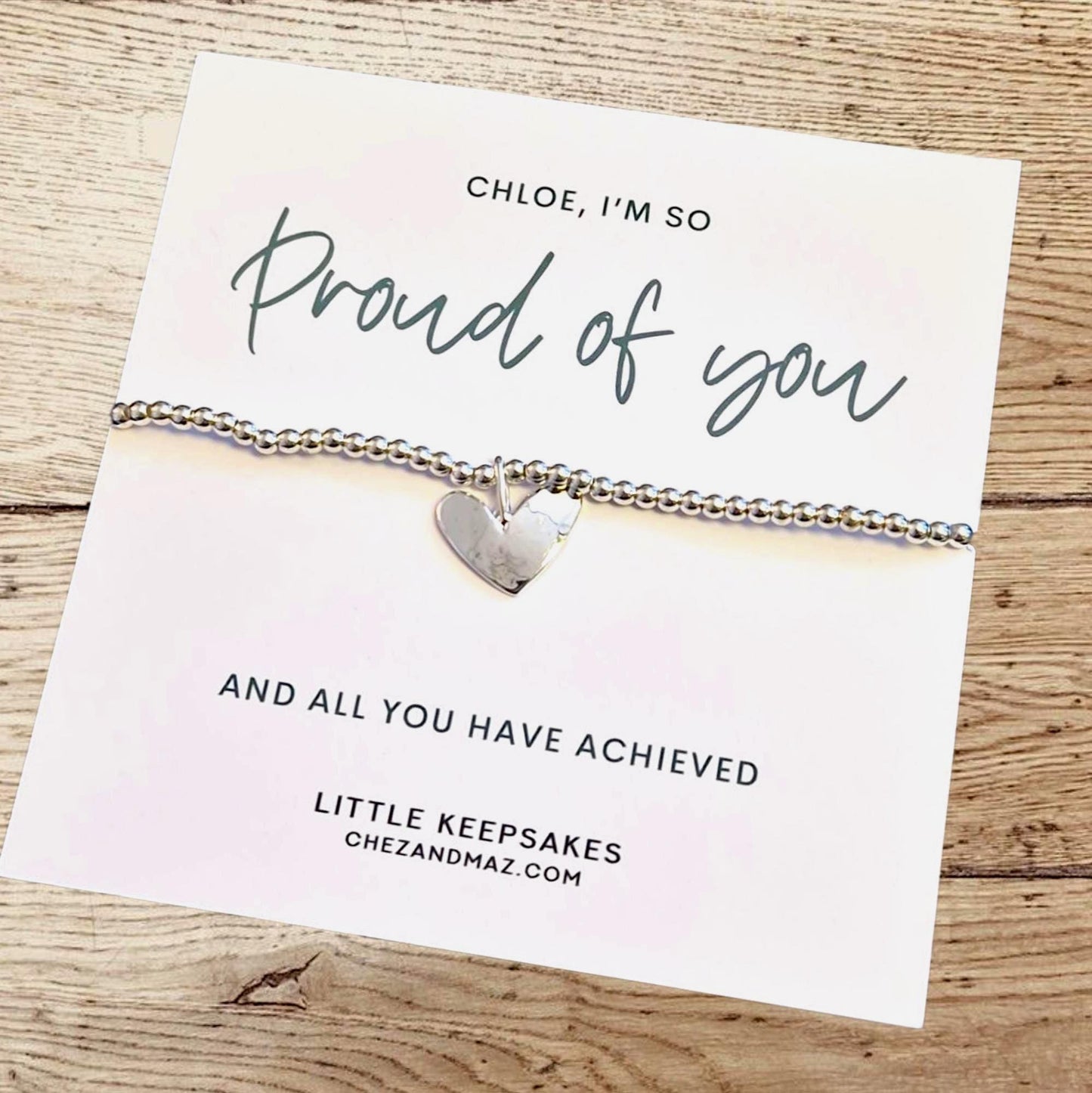 I'm So Proud of You Gift: Silver Plated Heart Charm Bracelet - We are so proud of you
