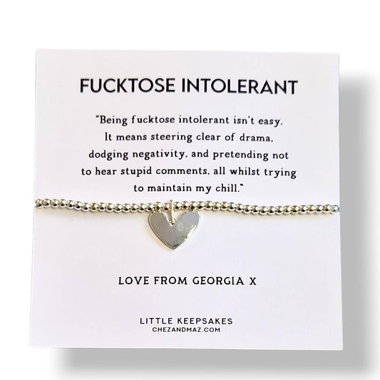 Funny 'Fucktose Intolerant' Definition Silver Plated Bracelet, Personalised : Humorous Office Gift