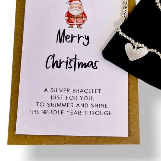Merry Christmas Silver Plated Bracelet – Festive Gift for Her, Stocking Filler, Secret Santa, Holiday Jewellery, Xmas Gift Idea
