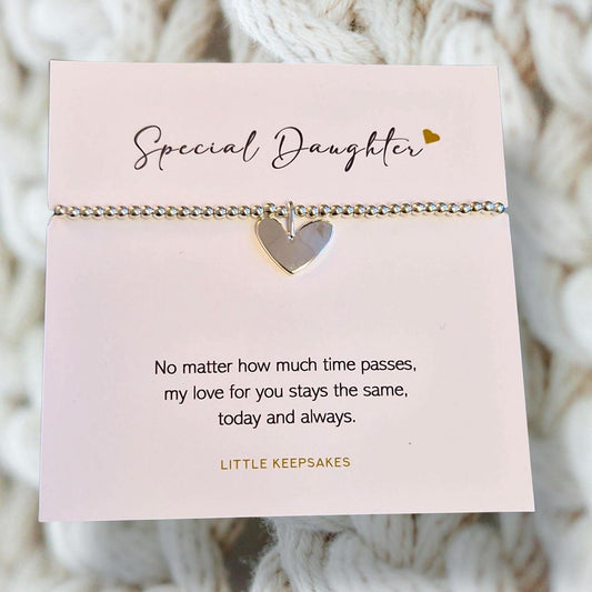 Special Daughter Bracelet Gift for Daughter, Silver Plated Heart Bracelet – Elegant Gift, Special Occasion Jewellery - Christmas, Birthday