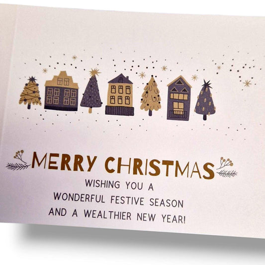 Christmas Lottery Ticket Holders – Scratch Card Gift – Holiday Party Favour – Festive Houses and Trees – e Stocking Filler HS3