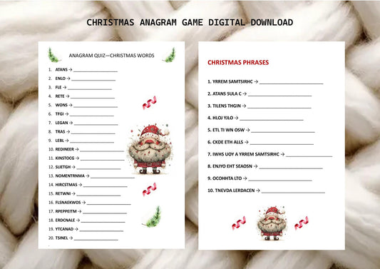 Christmas Anagram Game Printable | Holiday Word Puzzle | Festive Party Game | Instant Digital Download I Print at home I PDF