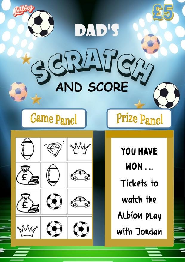 Football Scratch Off Card: Personalised Surprise Reveal Gift - Football Tickets Reveal - Football Tour