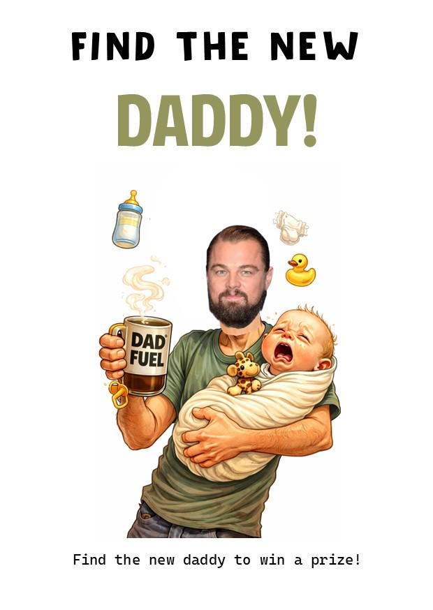 Who Has The Daddy Scratch Off, Printed Baby Shower Game,Scratch Off Baby Shower Game, Who Has the Daddy Celebrity Edition, Funny Dad