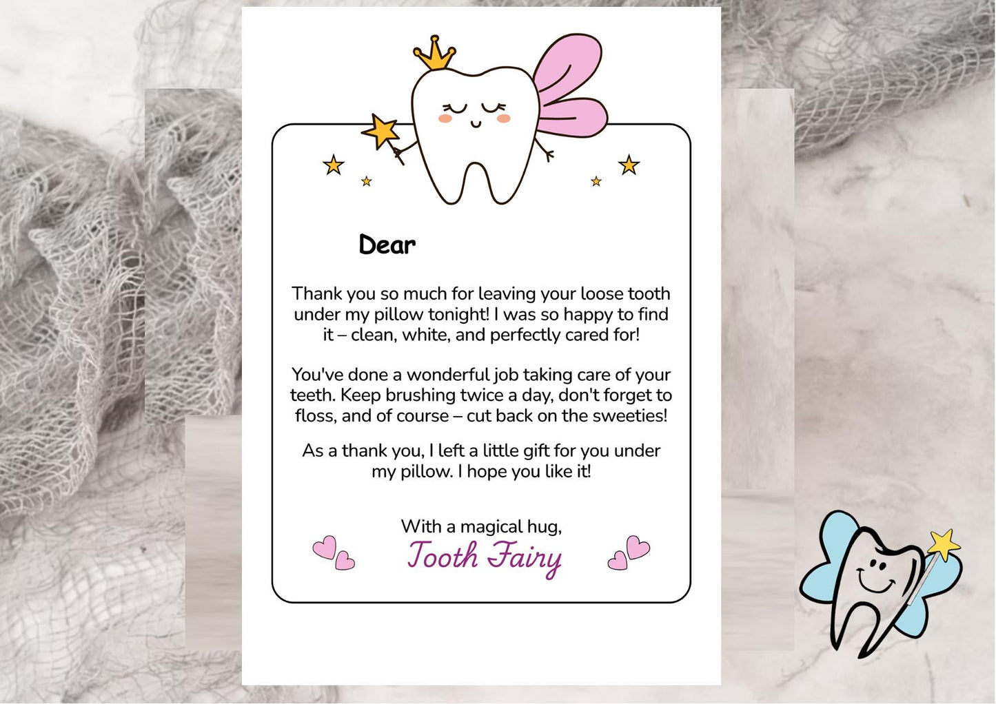 Tooth Fairy Letter & Certificate Set (Digital Download A5/A6)