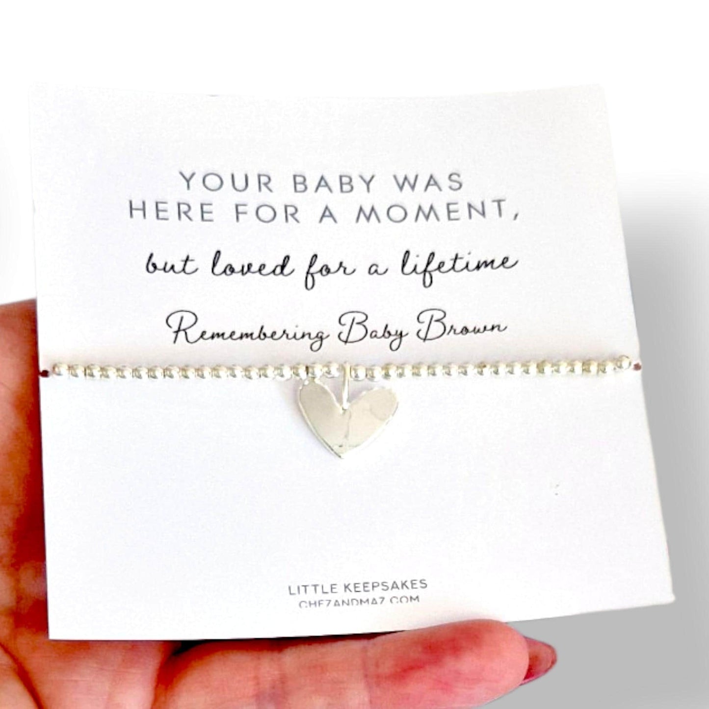 Personalised Sterling Silver Beaded Bracelet - Baby Loss Gift - Your baby was here for a moment, but loved for a lifetime