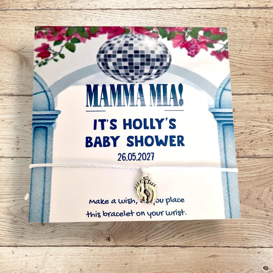 Mamma Baby Shower Wish Bracelet – Personalized ABBA Charm – Custom Baby Shower Keepsake – Unique Gift for Mum-to-Be