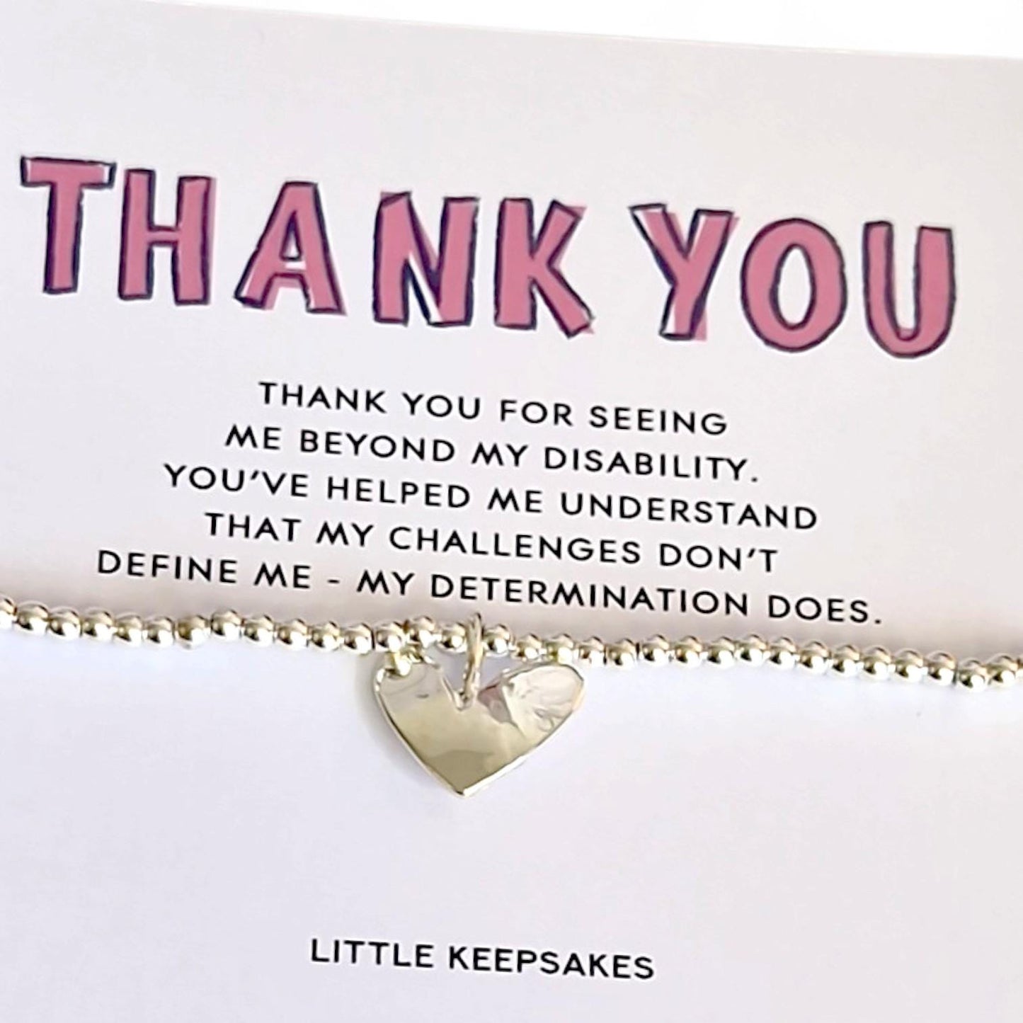 Thank you for everything Personalised Silver Plated Charm Bracelet: Thank You Gift - seeing beyond my disability